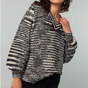 Love Stitch Black and White Striped Sweater